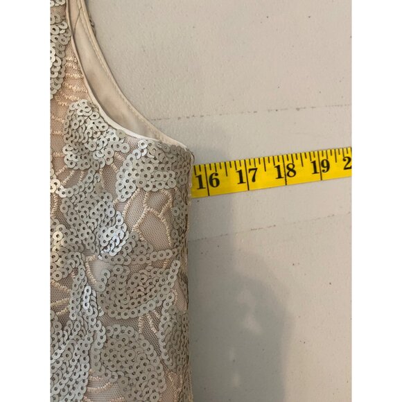 Aidan Mattox Dress Beige Sleeveless Fit & Flare Tulle Skirt Size 8 - Picture 7 of 9